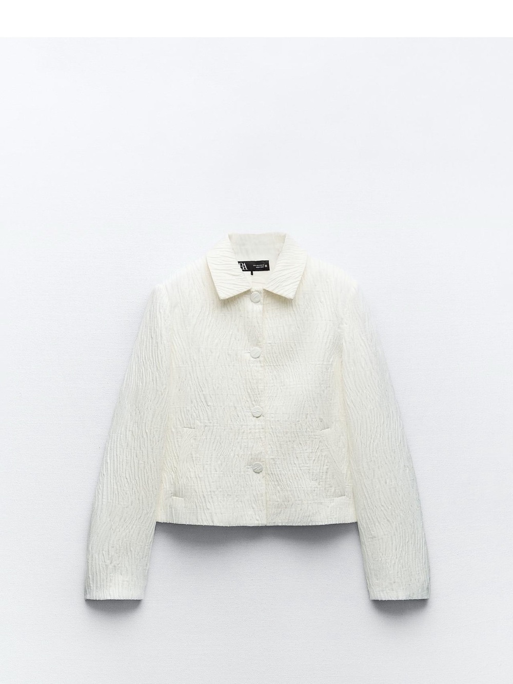 Zara Off-White Textured Button Jacket